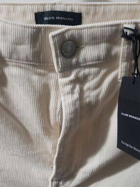 Club Monaco Cream Corduroy High-Rise Pants